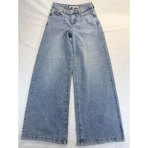 Celebrity Pink Women's 26x30.5 Wide Leg High Rise Pants Light Wash Jeans